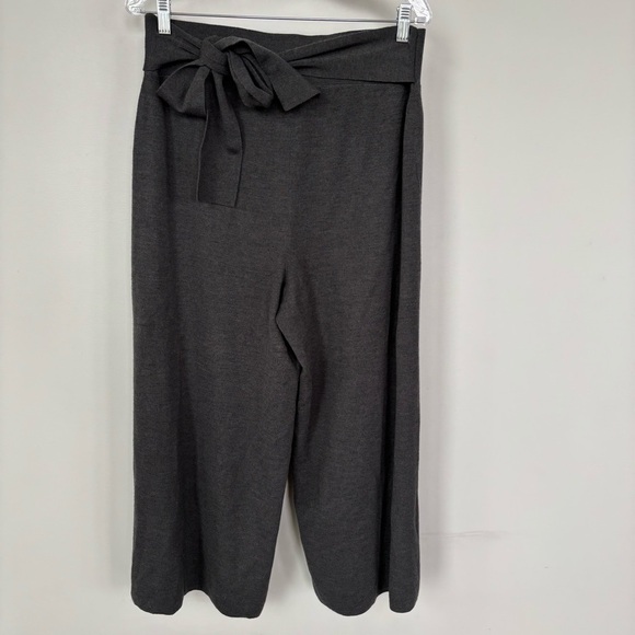 Moth by Anthropologie Wool Blend Wide Leg Crop Pants With Tie Detail Size L - Picture 1 of 8